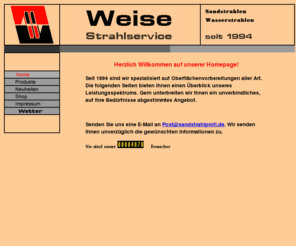 michaelweise.com: Weise - Sandstrahlen & Höchstdruck-Wasserstrahlen
Sandstrahlerei Weise - Vorbereitung von Oberflaechen wie Beton, Stahl und Stein