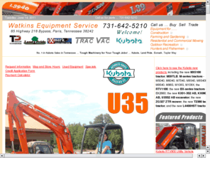 watkinskubota.com: Watkins Equipment Service - Kubota, Land Pride, Taylor Way
We are a Kubota tractor dealership located in Paris, Tennessee. We also sell used construction equipment.