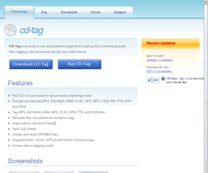 cdtag.com: CD-Tag
Rip CDs, convert MP3 to WAV, write ID3 tags, rename audio files