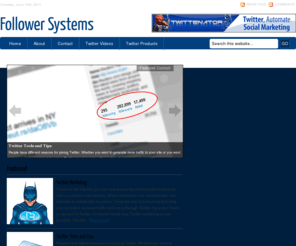 followersystems.com: Twitter Marketing
Twitter marketing can be very effective if you do it the right way. Learn all about Twitter marketing, gaining followers, and converting your Twitter traffic.