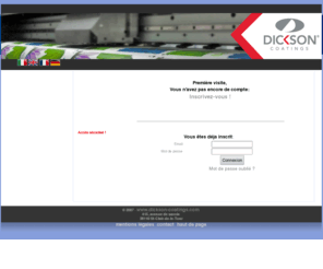 dickson-color.com: Dickson Printing Support, Aide en ligne aux utilisateurs de support d'impression Dickson Coatings
Dickson Printing Support, Aide en ligne aux utilisateurs de support d'impression Dickson Coatings