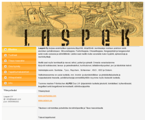 laspek.com: laspek
Laspek tarjoaa asiakkaillee Japsipyörien osia ja muita moottoripyöräilyyn/Autoiluun liittyvää tavaraa