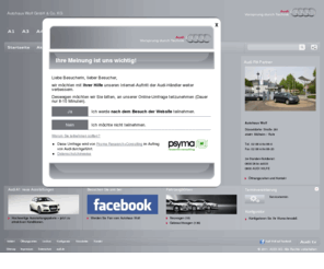 autohaus-wolf.com: Audi Mülheim,Neuwagen,Gebrauchtwagen,Service,Werksdienstwagen  > Startseite
Audi Mülheim,Neuwagen,Gebrauchtwagen,Service,Werksdienstwagen  Startseite Sofort verfügbare Fahrzeuge hier finden sie Neuwagen Sofort verfügbare Fahrzeuge zu den neuen Fahrzeugen Konfigurator 