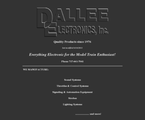 dallee.net: Dallee Electronics
Dallee Electronics produces and sells model train sound systems and electronics