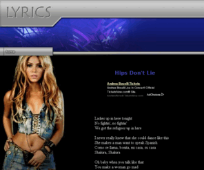 hips-dont-lie.info: Hips Dont Lie | Shakira Lyrics
Hips Dont Lie - Shakira Lyrics - concert tickets - MP3 Songs