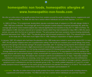 homeopathic-non-foods.com: www.homeopathic-non-foods.com
homeopathic non foods, homeopathic allergies: We offer an online store of top-quality product lines from vendors around the world, including vitamins, supplements and herbal remedies.  The Web site also has a section where individuals can post their inquiries.