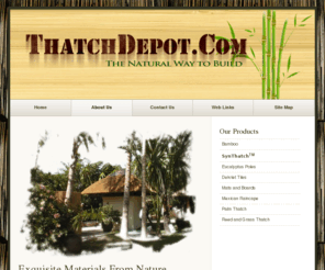 valdeer.com: ThatchDepot.com - Natural Building at it's finest
ThatchDepot.com supply SYNTHATCH™ - 'The most believable Architectural Thatch Roof Veneer in the World' also custom natural reed, grass and palm thatch,  bamboo, dekreit and raincape for both internal and external application.