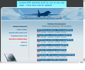 skysof.com: SkySof Software - Adobe Acrobat Products, ActiveX, .NET, AutoCAD software, Network Utilities, Shareware
SkySof Software - Adobe Acrobat Products, ActiveX, .NET, AutoCAD software, Network Utilities, Shareware