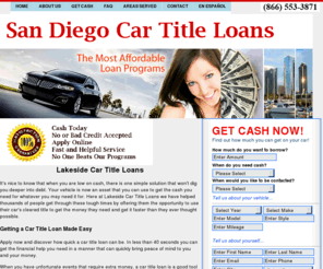 lakeside-titleloans.com: Lakeside Car Title Loans
California Car Title Loans in Lakeside. Find out what your car is worth for a title loan. We give the most no credit title loans!