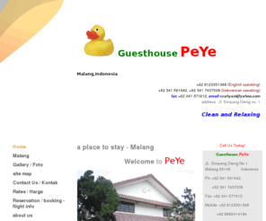 peye.biz: PEYE Guesthouse - Home
a place to stay - Malang                    Welcome to PeYe   