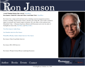 ronjanson.com: Ron Janson
Ron Janson, author of Red Money and What is Hers