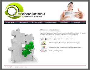 websolution-r.de: Home | Websolution-r.de
Websolution-r Ihr Ansprechpartner für Programmierung, Webdesign, Panorama, Konzeptentwicklung und vieles mehr