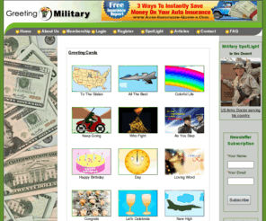 greetingmilitary.com: Military Greeting Cards
Free military greeting cards, chat, useful articles, Soldiers' stories and photos