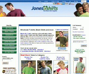 jonestshirts.com: Wholesale t-shirts and other blank printable shirts at wholesale prices
Wholesale t-shirts offered at great prices. Other shirts such as sweatshirts, polo shirts, tank tops and more. We offer quality t-shirts from hanes, fruit of the loom, gildan, jerzees, bayside, bella and more.