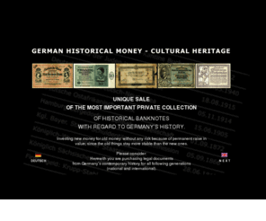 money-cultural-heritage.com: Deutsches historisches Geld-Kulturerbe - die umfangreichste Privatsammlung historischer Geldscheine
