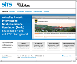 special-it-solutions.de: Special IT-Solutions
Special IT-Solutions bietet maßgeschneiderte Lösungen aus dem IT- und Medienbereich. Dazu zählen insbesondere Premium Hosting, Homepage-Erstellung, Homepage-Betreuung, Backuplösung, Online-Marketing, Suchmaschinenoptimierung, Datensicherung und Corporate 