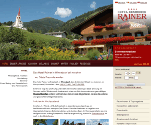 hotel-rainer.com: Hotel Innichen Rainer - Hotels Innichen - Urlaub Innichen
Im Hotel Rainer in Winnebach, Innichen gibt es schöne Zimmer und Appartements im Hochpustertal, um die Vielfalt an Freizeitmöglichkeiten, sowohl im Sommerurlaub als auch im Winteraufenthalt in den Dolomiten, genießen zu können.