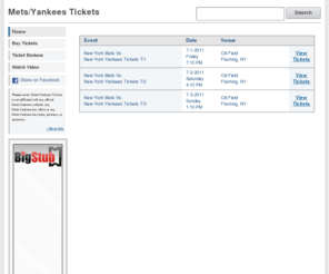 metsyankeestickets.com: Mets/Yankees Tickets
How to get Mets/Yankees tickets. Find cheap tickets, premium tickets, ticket auctions, and more.