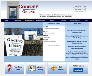 godfrey.org: Godfrey Memorial Library - A Library of Genealogy and
		History
