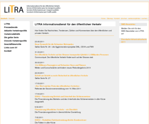 litra.info: LITRA.ch - LITRA Informationsdienst für den öffentlichen Verkehr
LITRA.ch,Hier finden Sie Nachrichten, Tendenzen, Zahlen und Kommentare über den öffentlichen und privaten Verkehr; Vous y trouvez des nouvelles, des rapports, des tendances, des chiffres et des commentaires relatifs aux transports publics et privés.