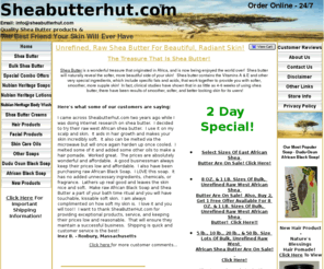 sheabutterhut.com: Shea Butter Hut.Com
Shea Butter Hut.com provides hiqh quality shea butter products for a better you.