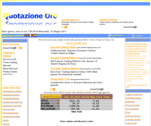 quotazionioro.com: QUOTAZIONI ORO
Quotazioni oro tempo reale real time, Quotazioni prezzo oggi euro e dollari, al grammo all'oncia,carati 18 Karati 24 kt,usato compro vendo valutazione