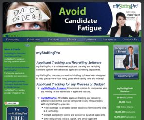 hrservicesinc.com: Recruitment and Applicant Tracking Software - myStaffingPro
myStaffingPro, a full-featured applicant tracking system, provides HR professionals with the tools they need to recruit, qualify, track, and hire the best applicants.