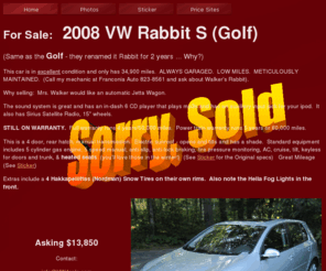 vw4sale.com: 2008 VW RABBIT GOLF FOR SALE
2008 VW Rabbit Golf
