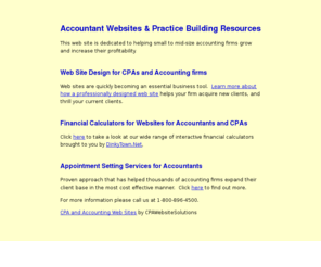 acctsite.com: Accountant Web Site - CPA and Accounting Firm Resources
CPA Websites Tools and Resources for Accountants and Tax Professionals. $49.50/month. First 60 Days Free. No Setup Fee. No Obligation.