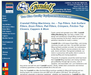 crandall.com: Crandall Filling Machinery, Inc. - Top Fillers, Sub Surface Fillers, Drum Fillers, Pail Fillers, Crimpers, Friction Top Closers, Cappers & More
Crandall offers a full range of liquid fillers, and closing machinery for pails and cans. Our pail filler and drum filling machinery provides accurate, low maintenance, no-drip filling of liquid to viscous products into cans, pails, drums and totes. Recognized worldwide, our name is synonymous with quality when it comes to producing filling and closing equipment.