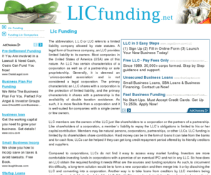 llcfunding.net: Find out how to raise money for a startup LLC. Find a variety of LLC funding resources online.
Examples of LLC funding and start up money ideas. Learn how to raise money for a new, entry level LLC. Locate lenders, encourage private investors and lenders, and much more.