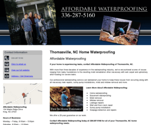 affordablewaterproofingnc.net: Home Waterproofing Thomasville, NC - Affordable Waterproofing
Affordable Waterproofing provides Affordable Waterproofing in Thomasville, NC. Call 336-287-5160 for details.