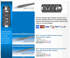 stainlesssteeltweezers.com: Stainless Steel Tweezers - Buy  Precision Stainless Steel Tweezers
Stainless Steel Tweezers We Specialize in Tweezers, your best source for professional precision Stainless Steel Tweezers