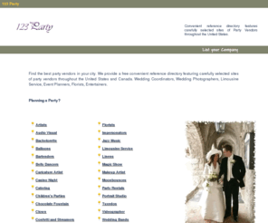 123-party.com: 123 Party - Party Vendors Directory | Party, Events and Wedding Planning
123 Party. Convenient reference directory features carefully selected sites of  party vendors throughout the United States.