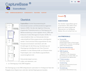 capturebase.info: CaptureBase Scansoftware
CaptrueBase ist eine Scananwendung für Dokumentenscanner und Dokumentenmanagement-Systeme (DMS).