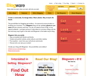 blogware.com: Blogware - Blog Builder Software for Blogs and Blogging
Blogware is a leading blog publishing tool designed for users interested in blogging, blogs and blog software.