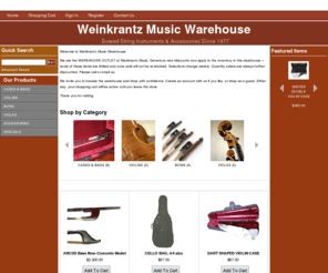 weinkrantzmusicwarehouse.com: Weinkrantz Music Warehouse
Warehouse items are from our larger inventory of instruments and accessories, available to you at competitive or at clearance pricing. Musicians, teachers and students have been shopping with Weinkrantz Music for over 30 years. 