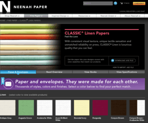 classic-linen.com: Linen Paper and Embossed Paper | CLASSIC Linen | Neenah Paper
Classic Linen  paper by Neenah  is your best choice for embossed linen paper. Our Classic Linen line has a paper to fit your tastes, and will leave any project looking beautiful.