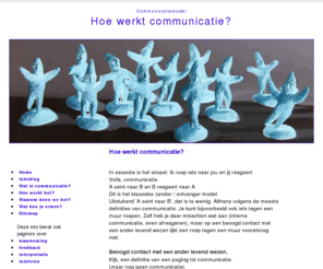 communicatiemodel.nl: Communicatiemodel en hoe werkt communicatie? Wat kunnen we er van leren? Hoe kunnen we de communicatietheorie toepassen in onze communicatie, bijvoorbeeld bij presenteren
Uitleg over communicatie, hoe werkt communicatie? Aan de hand van diverse communicatiemodellen wordt hier uitgelegd hoe communicatie werkt