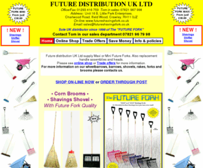 futureshavingsfork.co.uk: Future distribution. Sole UK  Future Fork (Aubiose) distributor. Also supply stable brooms, shovels, barrows.
Future Distribution, sole UK distributors for The FUTURE FORK (Aubiose) stable fork. Also supply barrows, shovels and brooms