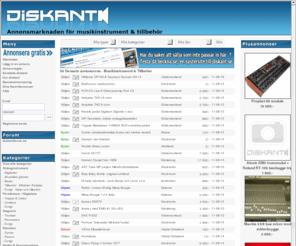 diskant.se: Diskant, annonsmarknaden för musikinstrument & tillbehör.
Diskant.se - Annonsmarknaden för musikinstrument & tillbehör.