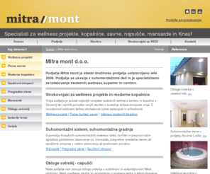 mitramont.com: Suhomontažni sistemi Knauf, prenova kopalnic, predelne stene, mansarde, izolacije
Knauf suhomontažni sistemi, adaptacija obnova kopalnice, parna turška savna, izolacija mansarde, suhomontažna gradnja, ...