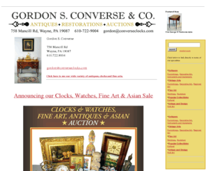 converseclocks.com: Gordon S. Converse and Co.
We offer a variety of antiques with an emphasis on clocks, furniture, fine arts and decorative arts. 