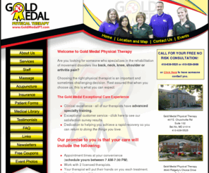 goldmedalphysicaltherapy.org: Gold Medal Physical Therapy- Physical Therapy for Bel Air MD, Abingdon MD, Forest Hill MD, Rosedale MD, Hickory MD, White Marsh MD and Fallston MD
Gold Medal Physical Therapy - Physical Therapy for Bel Air MD, Abingdon MD, Forest Hill MD, Rosedale MD, Hickory MD, White Marsh MD and Fallston MD. Call (410) 529-0989