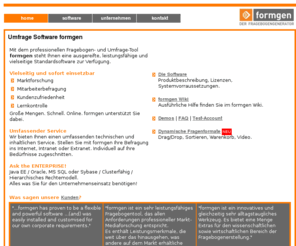kesselflicker.com: formgen - der online-fragebogen-generator
Umfrage, Marktforschungs und Fragebogen Software formgen für Online-Marktforschung, Mitarbeiterbefragung, Studien, Umfragen, Voting