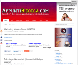 appuntibicocca.com: AppuntiBicocca.com
Appunti Bicocca è un portale per gli studenti della Bicocca per trovare rapidamente tutto il materiale utile al proprio successo negli esami.