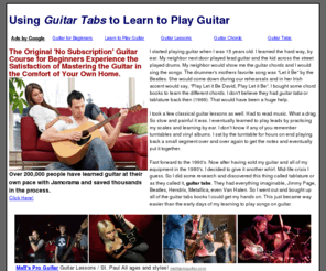 learn-guitar-tabs.com: Learn Guitar Tabs | Using guitar tabs to learn to play guitar
You can learn to play guitar using Guitar Tabs. This overview will get you started.