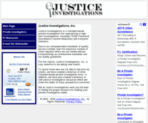 justice-investigations.com: Justice Investigations, Inc.
Justice Investigations, Inc.: A high-tech private investigation firm specializing in TSCM (Technical Surveillance Counter Measures) and computer forensics.