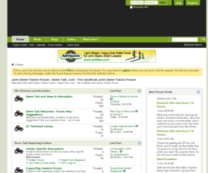 deeretalk.com: DeereTalk.com | John Deere Tractor & Implement Forums
Deere Talk.com is the unofficial John Deere Tractor & Implement forum.  Discussing everything Deere including Tractors, Implements, Attachments, Harvesters, Lawn and Garden, Toys, & Home Projects!  Stop in and share with us.