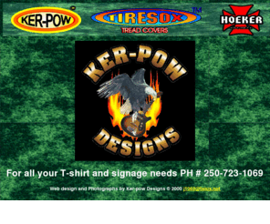 tiresox.com: KER-POW DESIGNS
Ker-pow,ker-pow designs,tiresox,tredskins,Brad Piatka,Piatka Paintings,t-shirts,t-shirt printing,
signs,signage,vinyl cut signs,Port Alberni signs,